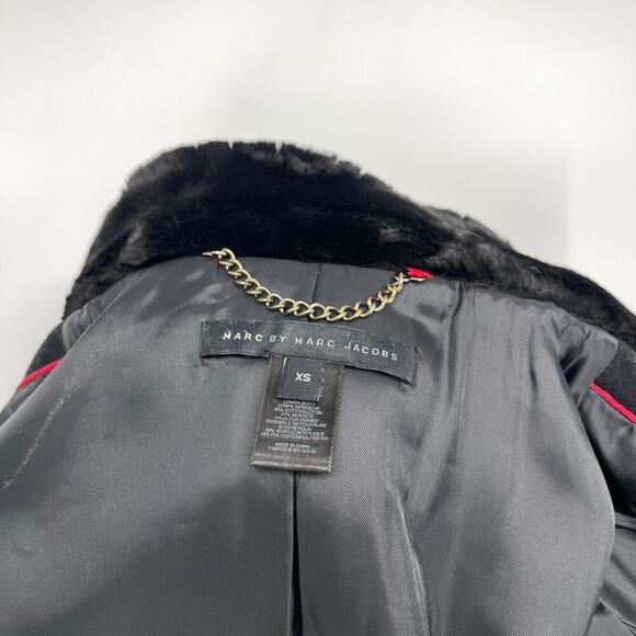 Marc by Marc Jacobs Runway Gemini Melton Coat Faux Fur Collar Double Breasted XS - Picture 14 of 15